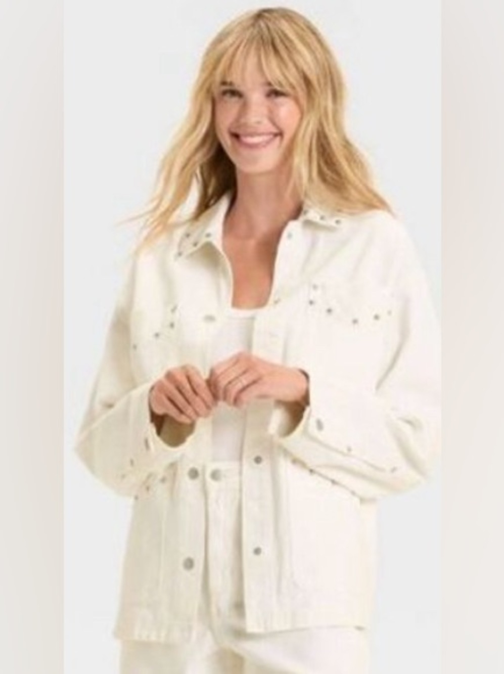 NWT Universal Thread - Women's Studded Chore Denim Jacket - White XL